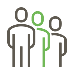 Silhouettes of people standing next to each other